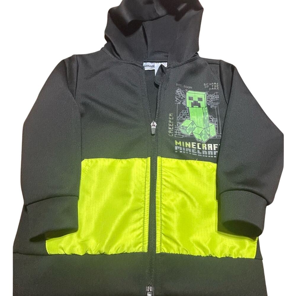 Minecraft Kids Creeper zip up hoodie Jacket - Black and Green boys size 4/5